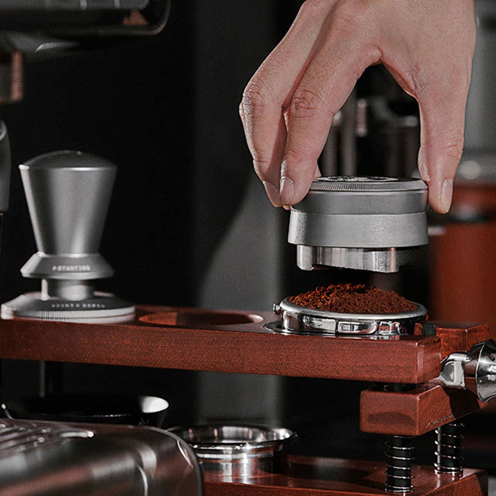 
                      
                        Natural Walnut Coffee Distributor, Tamper, and Portafilter Holder
                      
                    