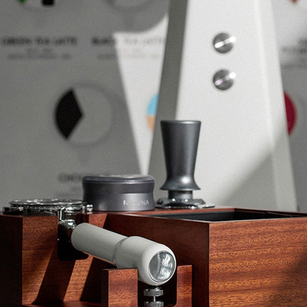 Natural Walnut Coffee Tamping & Portafilter Holder Station