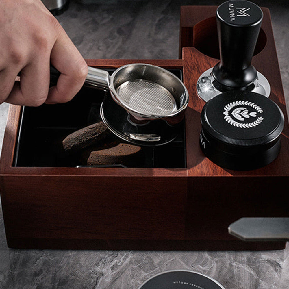 
                      
                        Natural Walnut Coffee Tamping & Portafilter Holder Station
                      
                    