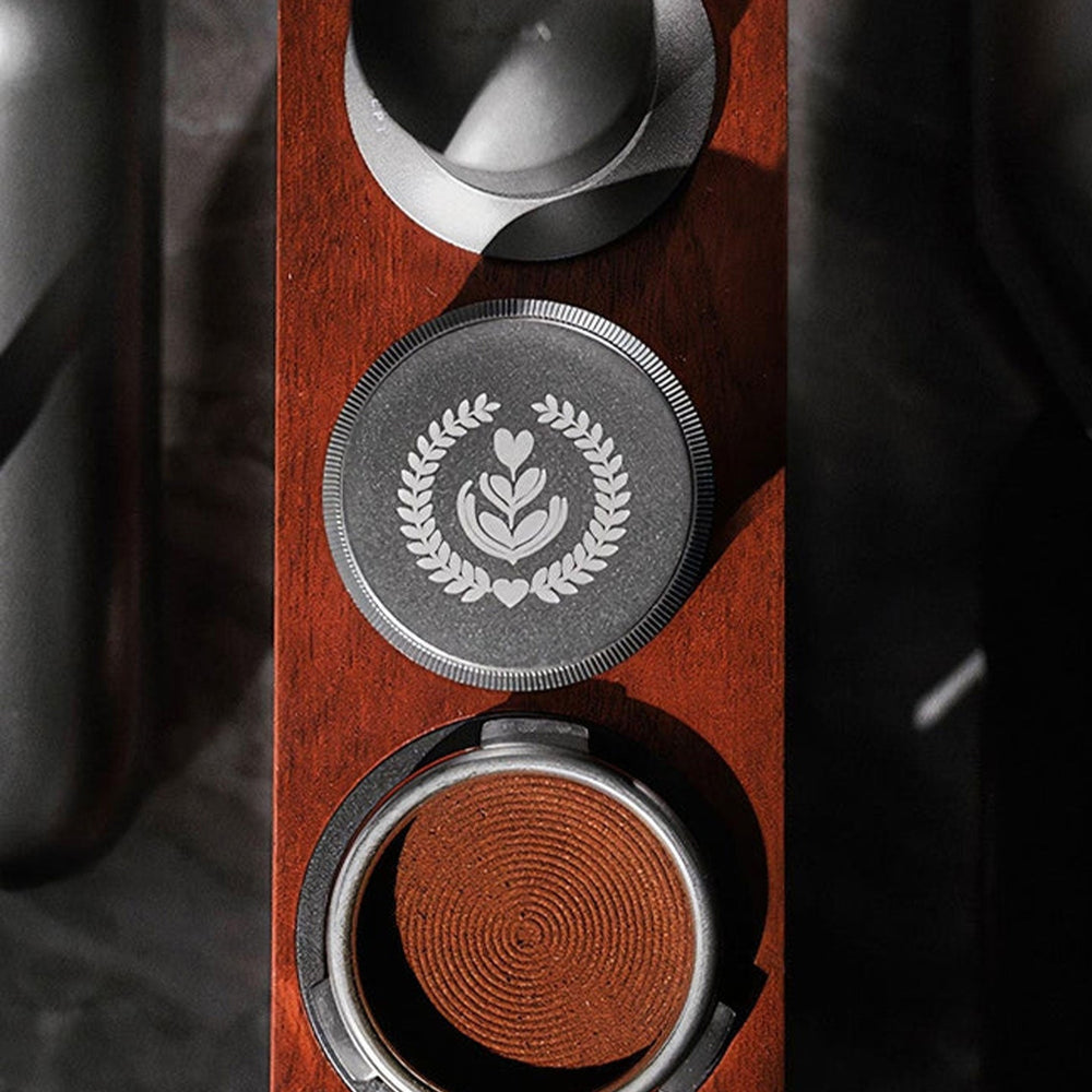 
                      
                        Natural Walnut Coffee Distributor, Tamper, and Portafilter Holder
                      
                    