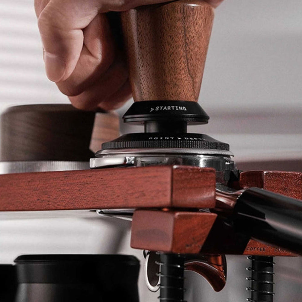 Natural Walnut Coffee Distributor, Tamper, and Portafilter Holder